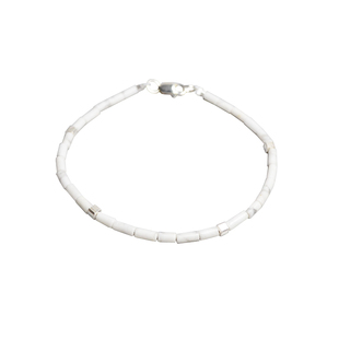 Ciel原创手作天然白松石手链2mm管珠极细脚链项链小众12月生辰石