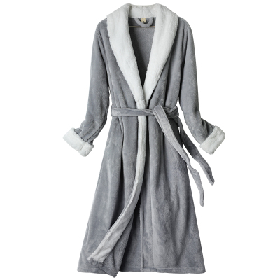 大码珊瑚绒睡袍冬加厚女长款