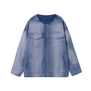 BJHG不计后果美式夹克外套男款春痞帅高级感潮牌无领仿牛仔上衣女