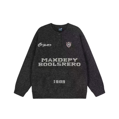 美式复古慵懒风徽章毛衣