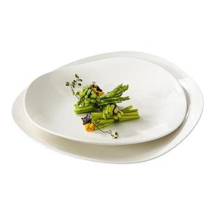 简约高级感白色异性凉菜盘汤盘摆盘不规则简洁餐厅酒店陶瓷盘子