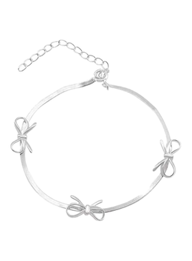「芭蕾少女」s999纯银蛇骨链蝴蝶结手链女生轻奢小众精致生日礼物