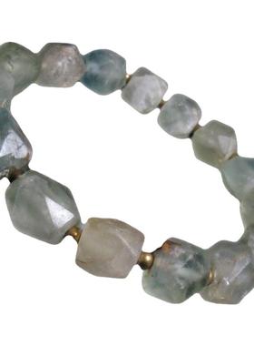 千年绿萤石八棱珠古董单圈手链