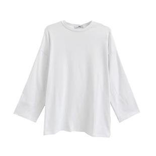纯白色长袖t恤女打底衫棉质宽松卫衣内搭上衣纯色打底衣秋季白体