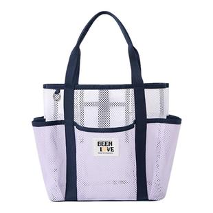 手提游泳包大容量沙滩洗漱包洗澡健身旅游泳衣收纳折叠网纱浴兜袋