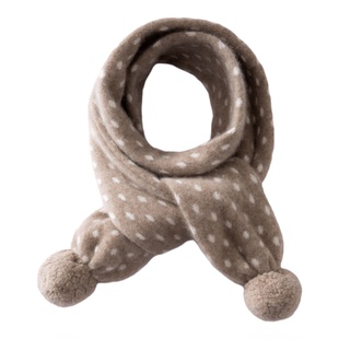 秋冬季新款100%纯山羊绒围巾女纯手工毛球波点双层保暖护颈小围脖