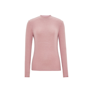 HeyDress天丝羊毛针织衫女春季修身半高领打底衫圆领薄款内搭T恤