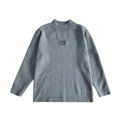 男童韩版秋冬加厚半高领纯色毛衣