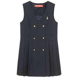 暇步士童装女童连衣裙春秋装新款大童英伦学院风马甲裙儿童背心裙