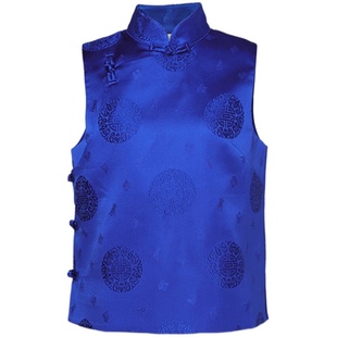 杨丽萍官方原创设计雀云裳民族风新中式提花立领盘扣无袖马甲套装