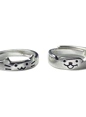 新款猫狗日记戒指情侣对戒可调节