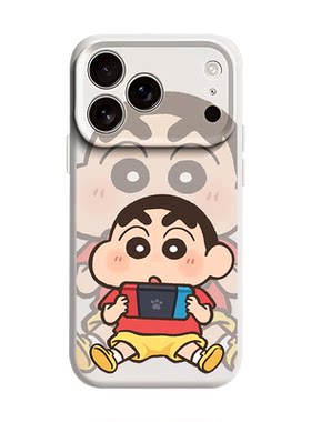 打游戏蜡笔小新适用苹果17情侣手机壳iPhone16promax磁吸15新款14小众13mini高级感12卡通11液态硅胶x男女air