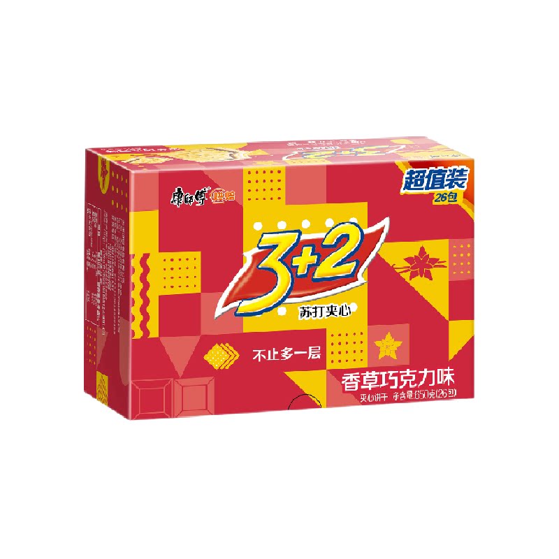 康师傅3+2苏打夹心饼干香草26包650g*1盒