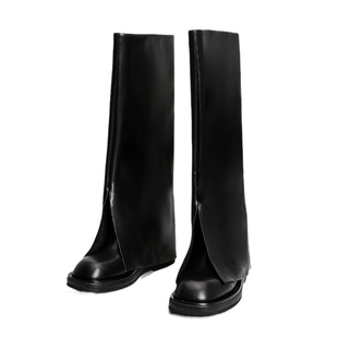 真皮厚底裤管靴女秋冬爆款炸街高筒靴女不过膝骑士靴小个子长靴子