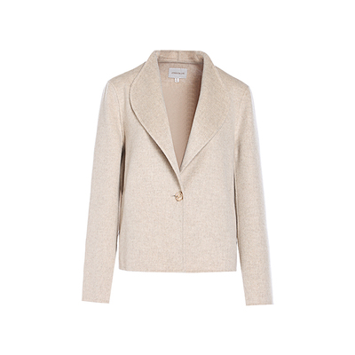 JESSIE立体玫瑰纽扣翻领毛呢外套