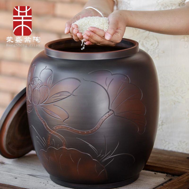 米缸家用防虫防潮密封陶瓷带盖高端面粉存储米桶五谷杂粮收纳50斤