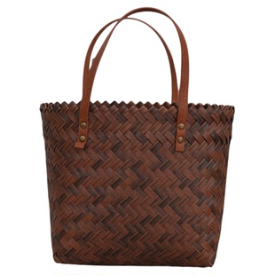 手工编织手提包大容量小方包伴手礼包简约手提百搭女包塑料编织篮