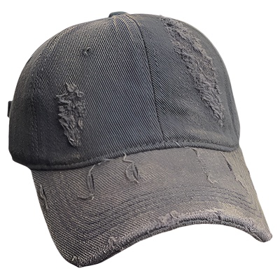 复古破洞磨毛显脸小棒球帽子男女