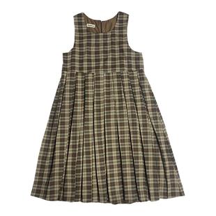 Punkhoo背心连衣裙日系复古格子春季秋新款小个子学院a字女中长款