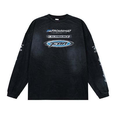 FAR.ARCHIVE做旧字母印花长袖T恤