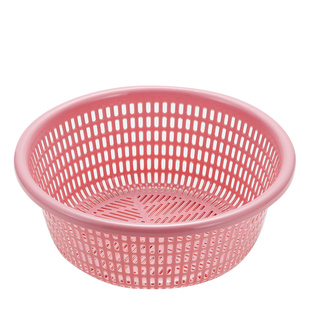 新年塑料沥水篮子圆形镂空厨房家用超厚单层水果洗菜果篮特大号