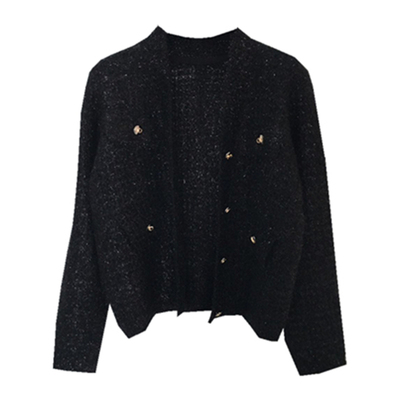 id女装2025冬新款国内代购同款小香风长袖针织毛衫宽松型开衫外套