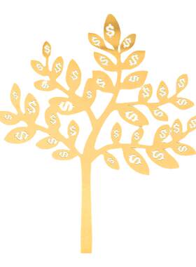 亚克力金色暴富发财树蛋糕装饰