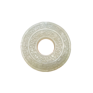 天然岫玉双面雕刻祥云纹玉吊坠玉扣茶置盖置平安扣玉佩腰佩颈饰坠