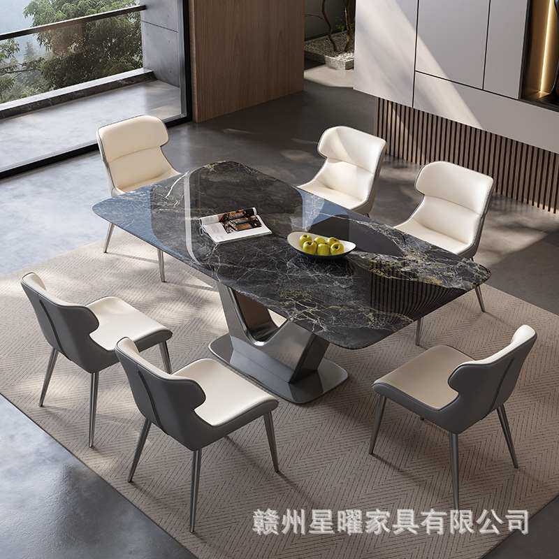 意式超晶石餐桌椅轻奢小户型客厅家用长方形高端微晶石奢石吃饭桌