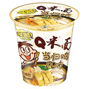 旺旺哎呦Q米面当归鸡风味77g面桶非油炸q弹爽滑杯面速食宵夜泡面