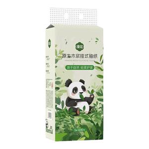 漫花原木五层加厚1200张/大提熊猫系列家用擦手纸大容量底部抽纸