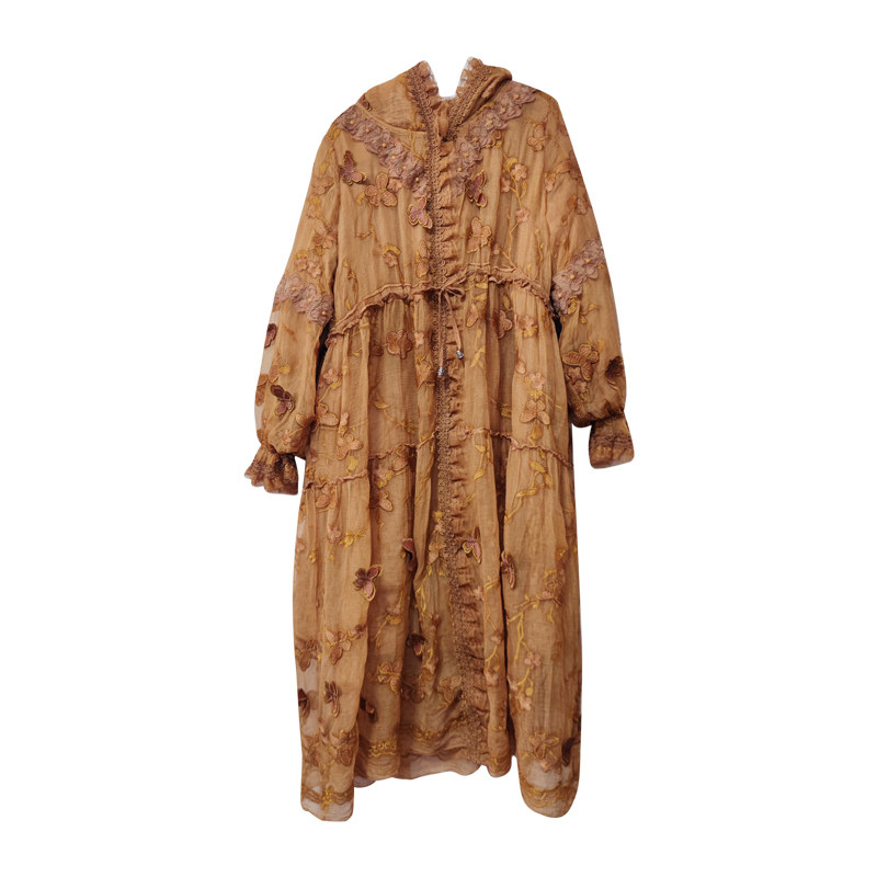 高端轻奢连帽过膝外套棉服