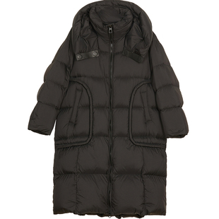 SANI90白鸭绒高充绒宽松休闲保暖连帽中长款面包服女26冬季羽绒服