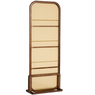 中式实木藤编屏风可移动客厅中古风简约座屏入户隔断日式置物遮挡