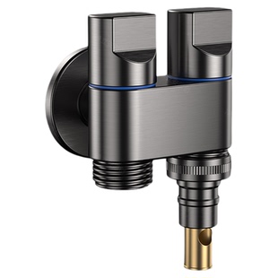 全铜洗衣机专用水龙头一进二出迷你双控角阀自动止水阀一分二接头