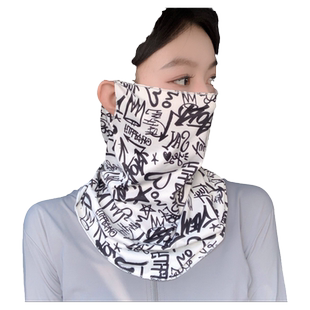 防晒面纱女夏季护脸遮脸丝巾面罩全脸罩遮阳口罩脖子护颈挂耳薄款