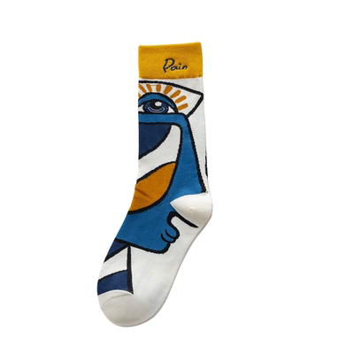 抽象艺术日系刺绣字母彩色油画袜