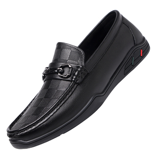 红蜻蜓男鞋开车鞋子男士休闲懒人豆豆鞋一脚蹬皮鞋男软皮软底真皮