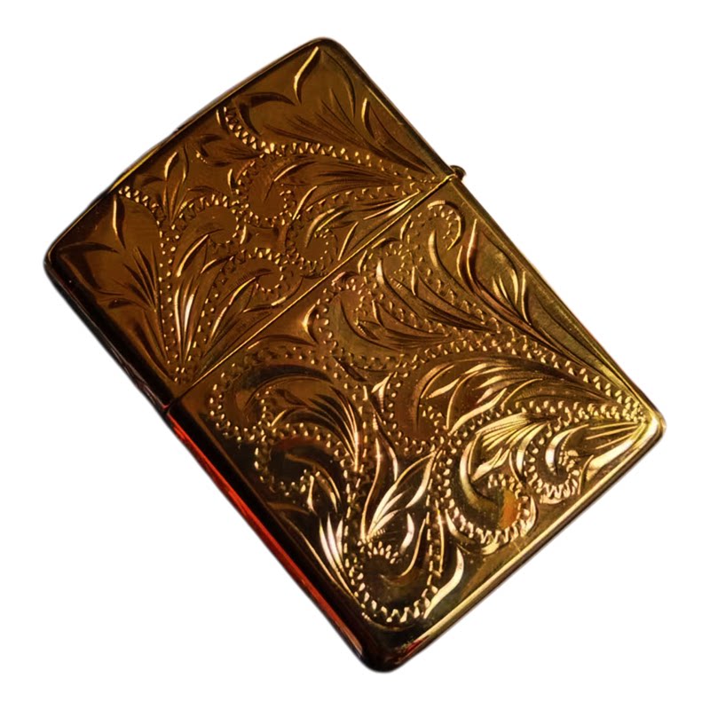 zippo打火机盔甲机五面雕刻唐草