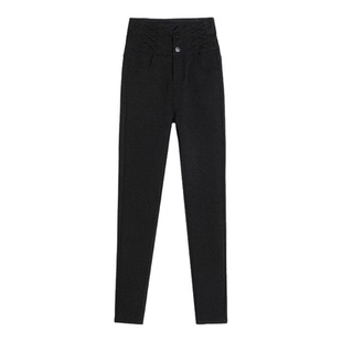 加绒打底裤女冬季2025新款高腰显瘦加厚弹力紧身黑色铅笔小脚裤子