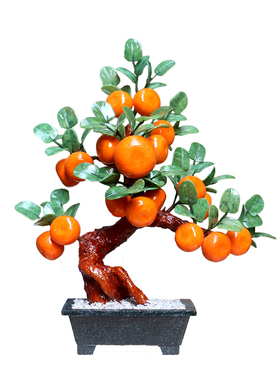 室内新中式风玉石橘子树装饰品