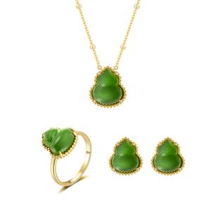 CIGALONG龙梓嘉宝葫芦碧玉项链和田玉耳钉戒指新中式珠宝新年礼物