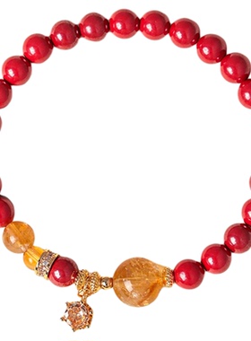 天然帝朱砂福锁串珠手链女文艺复古轻奢风好运朱砂手串手饰