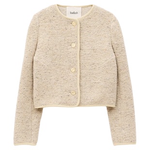 bash法式简约利落通勤穿搭女士小香风排扣开衫短外套上衣1E25DERE