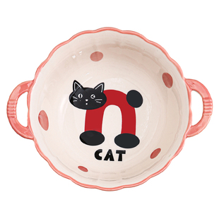 釉下彩卡通双耳陶瓷碗2024新款可爱泡面碗个人专用家用汤碗餐具碗