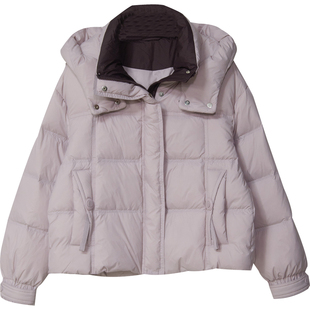 时尚连帽休闲鸭绒羽绒服女2025冬季新款领口撞色百搭外套上衣2133