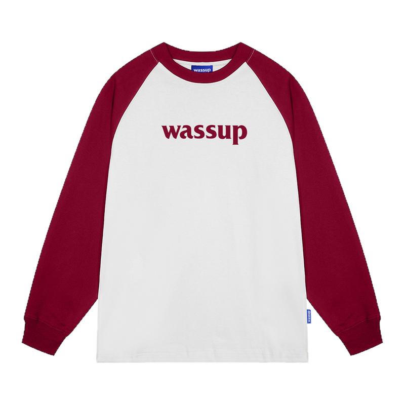 WASSUP撞色插肩长袖字母T恤