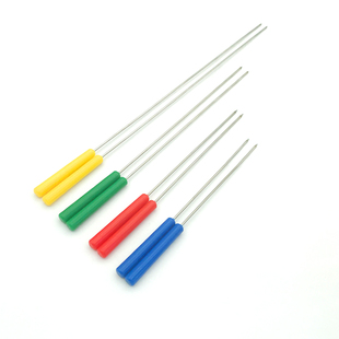 不锈钢麻辣烫串串香彩色塑料柄带把烧烤圆签子旋转小火锅短铁钎子