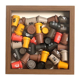 三顿半咖啡相框diy泡泡玛特盲盒收纳中空玩具小汽车摆台展示架