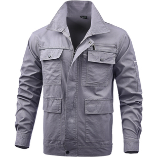 夏季纯棉工作服套装男薄款长袖耐磨防烫阻燃劳保服焊工车间工装春